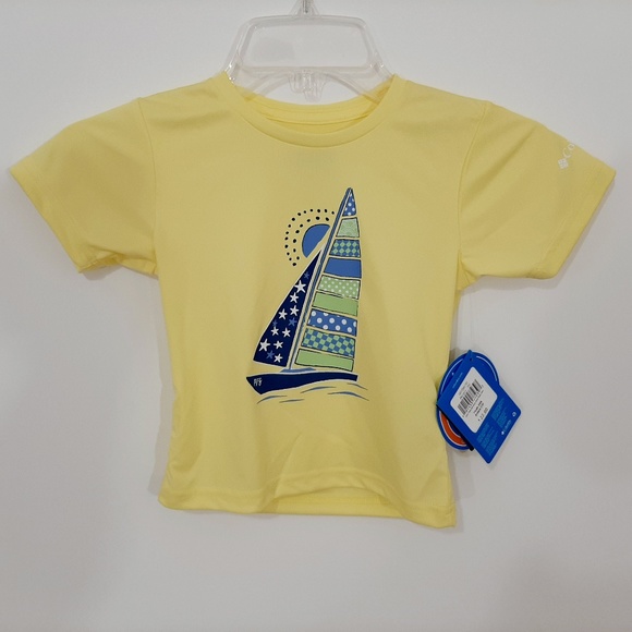 Columbia PFG Infant Girl's T-shirt Size XXS (4/5) Yellow Short Sleeve - Picture 1 of 5